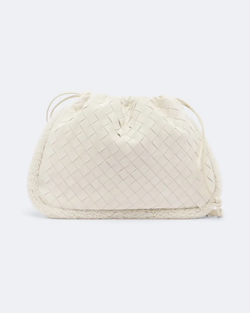 Bottega Veneta Clutch Dustbag Small aus Veloursleder Weiß