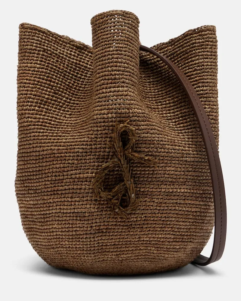 RUSLAN BAGINSKIY Schultertasche HatBag aus Raffiabast Braun