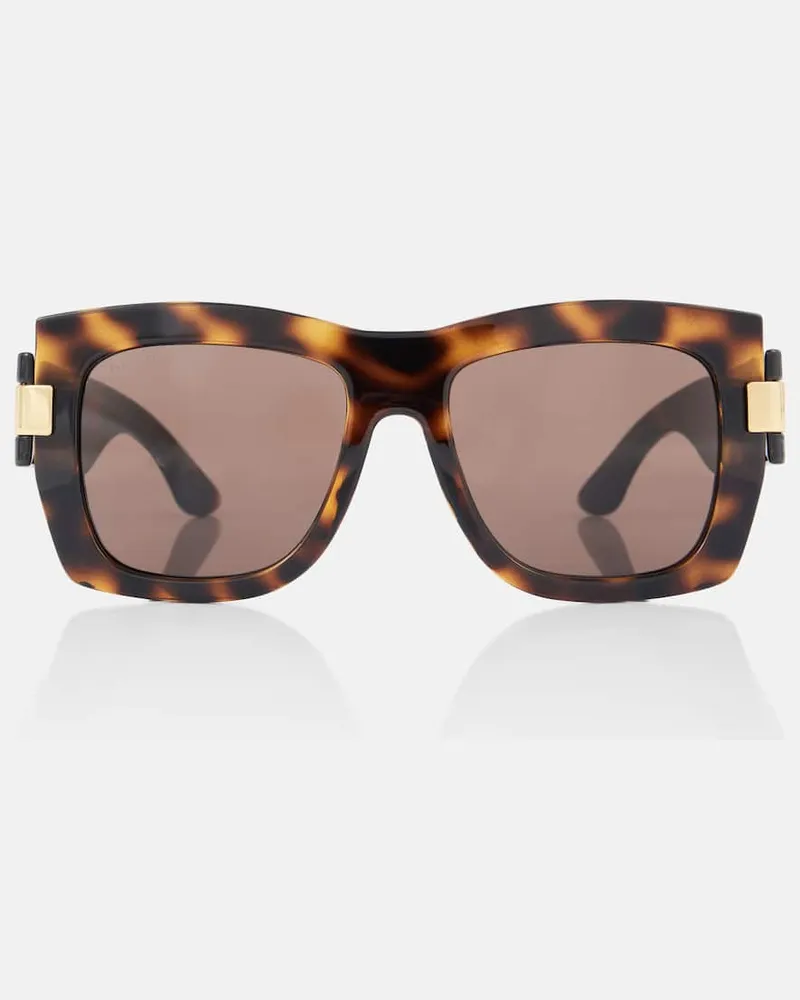 Gucci Eckige Sonnenbrille Interlocking G Braun