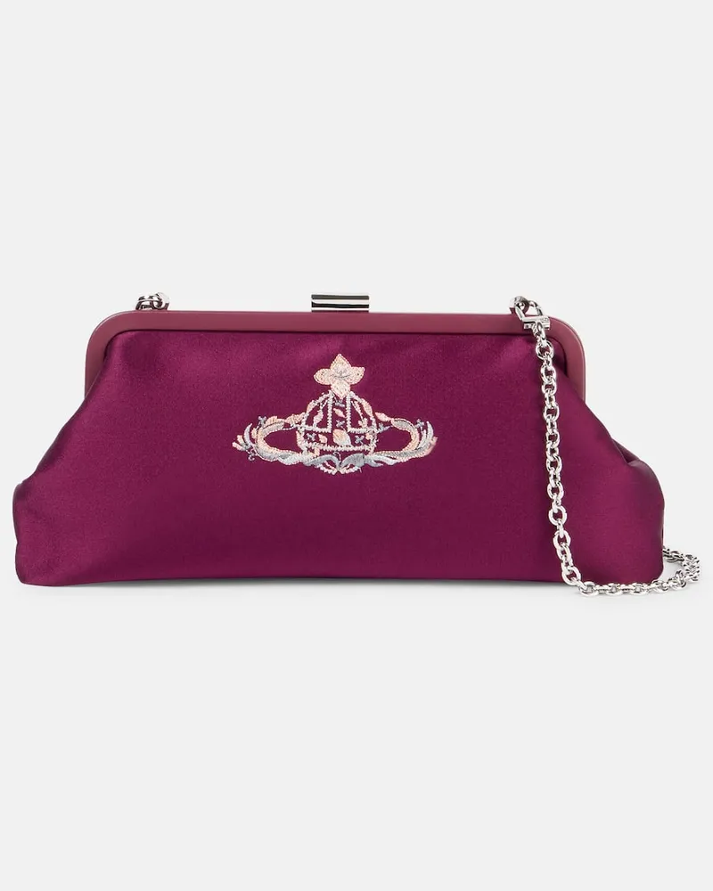 Vivienne Westwood Bestickte Clutch Dorothy aus Satin Lila