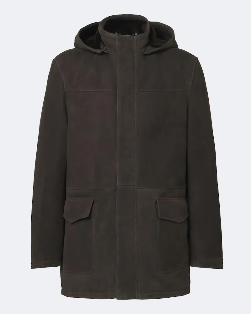 Thom Sweeney Parka aus Leder Braun