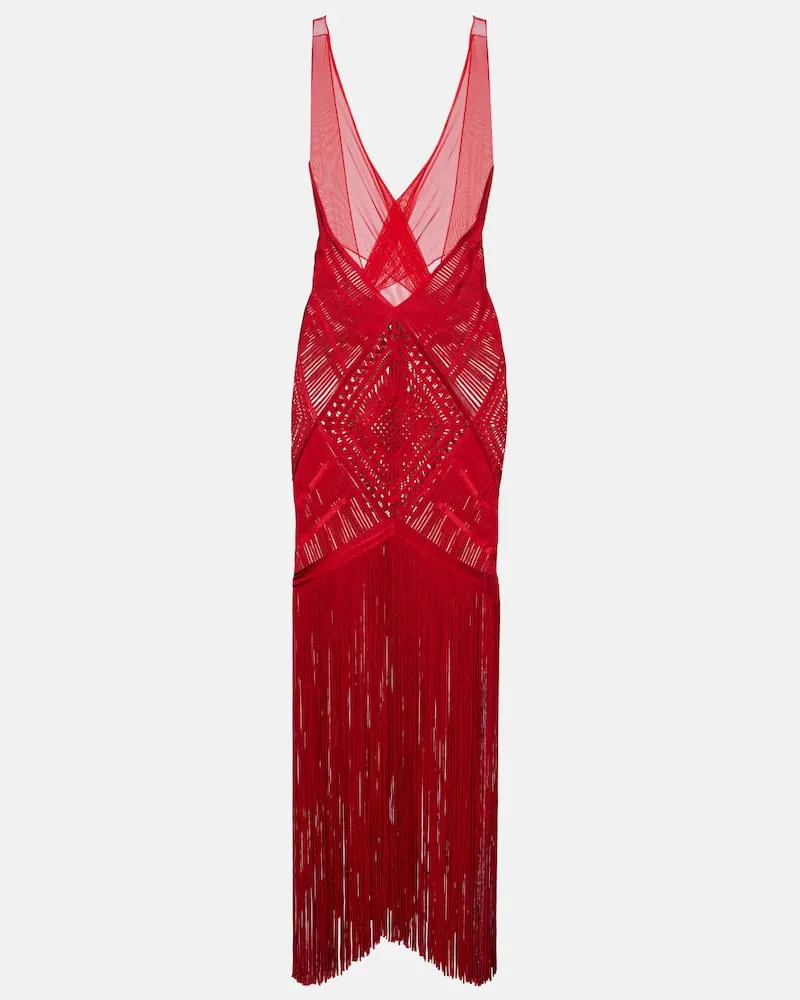 ATTICO Besticktes Cocktailkleid aus Tüll Rot