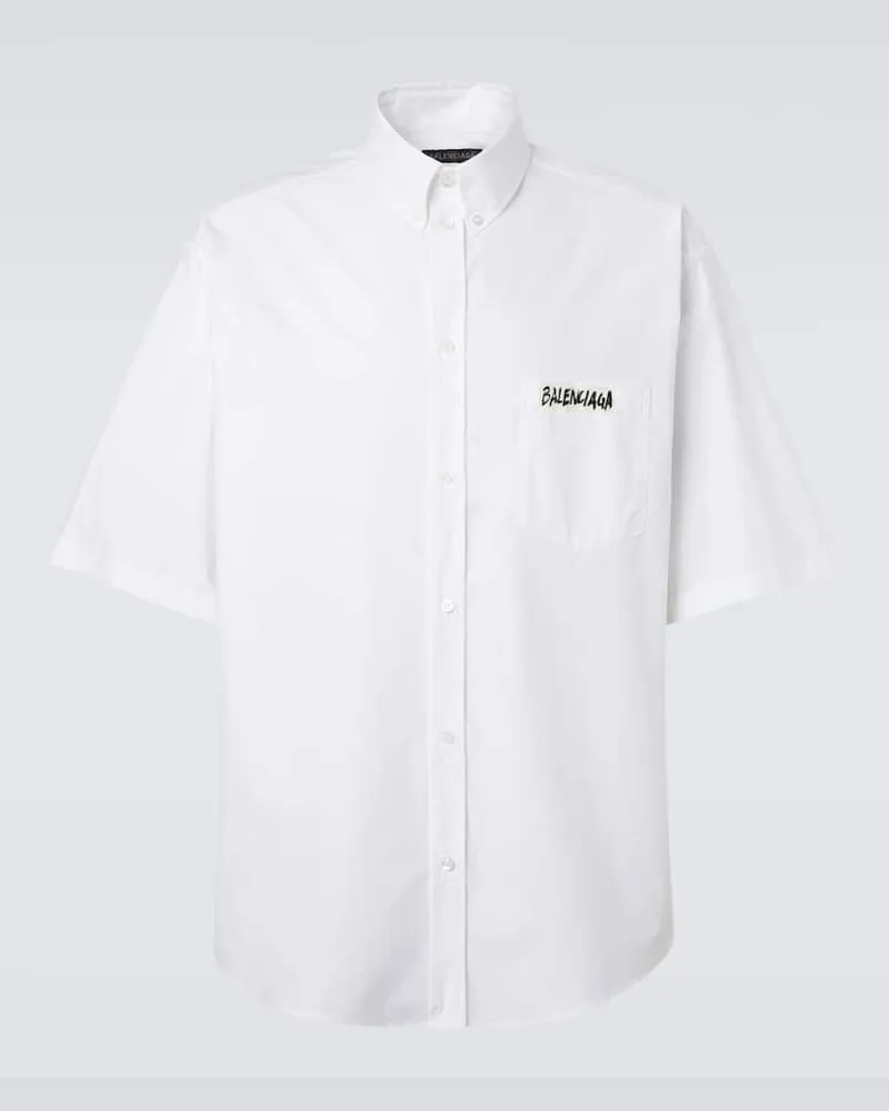 Balenciaga Hemd Masking Tape aus Baumwollpopeline Weiß