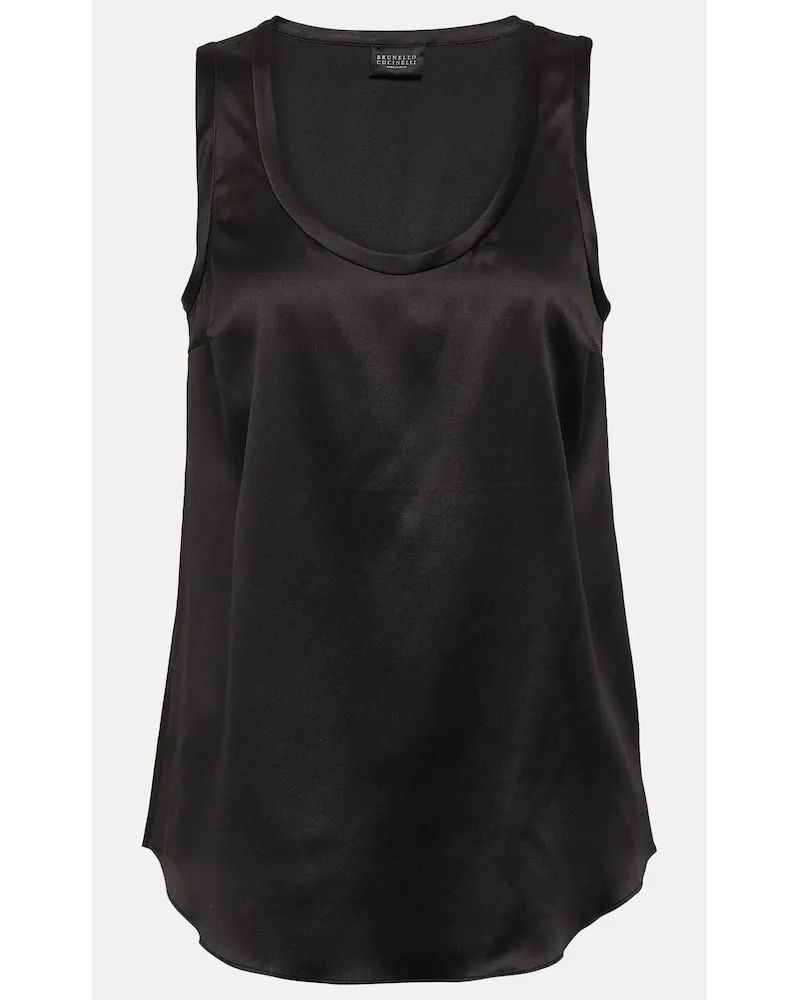 Brunello Cucinelli Top aus einem Seidengemisch Schwarz