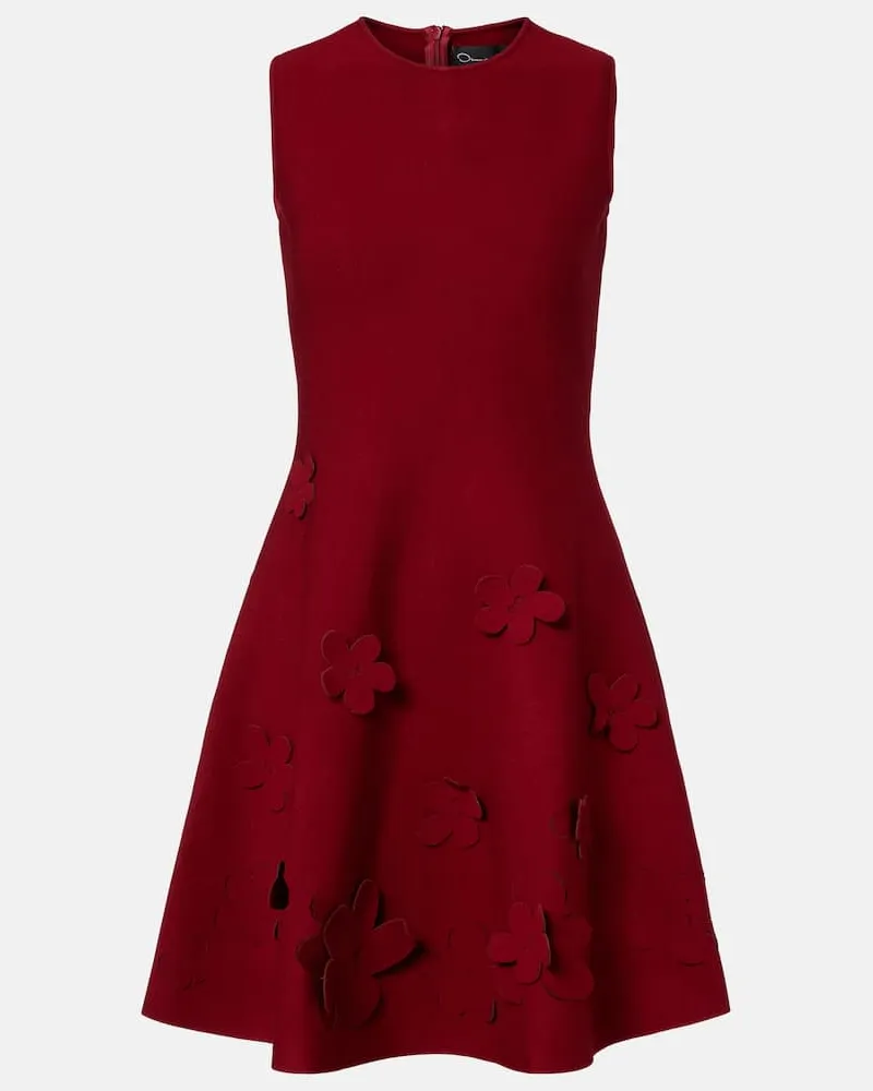 Oscar de la Renta Minikleid aus Strick Burgunderrot