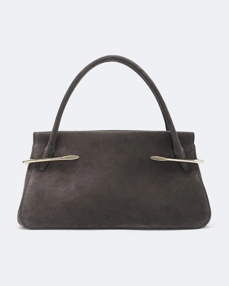 Givenchy Henkeltasche Pinch Medium aus Veloursleder Grau