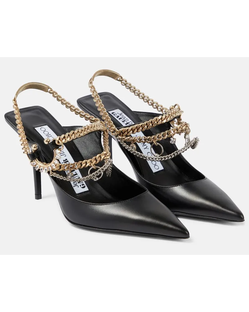 Jimmy Choo X Jean Paul Gaultier Verzierte Mules aus Leder Schwarz