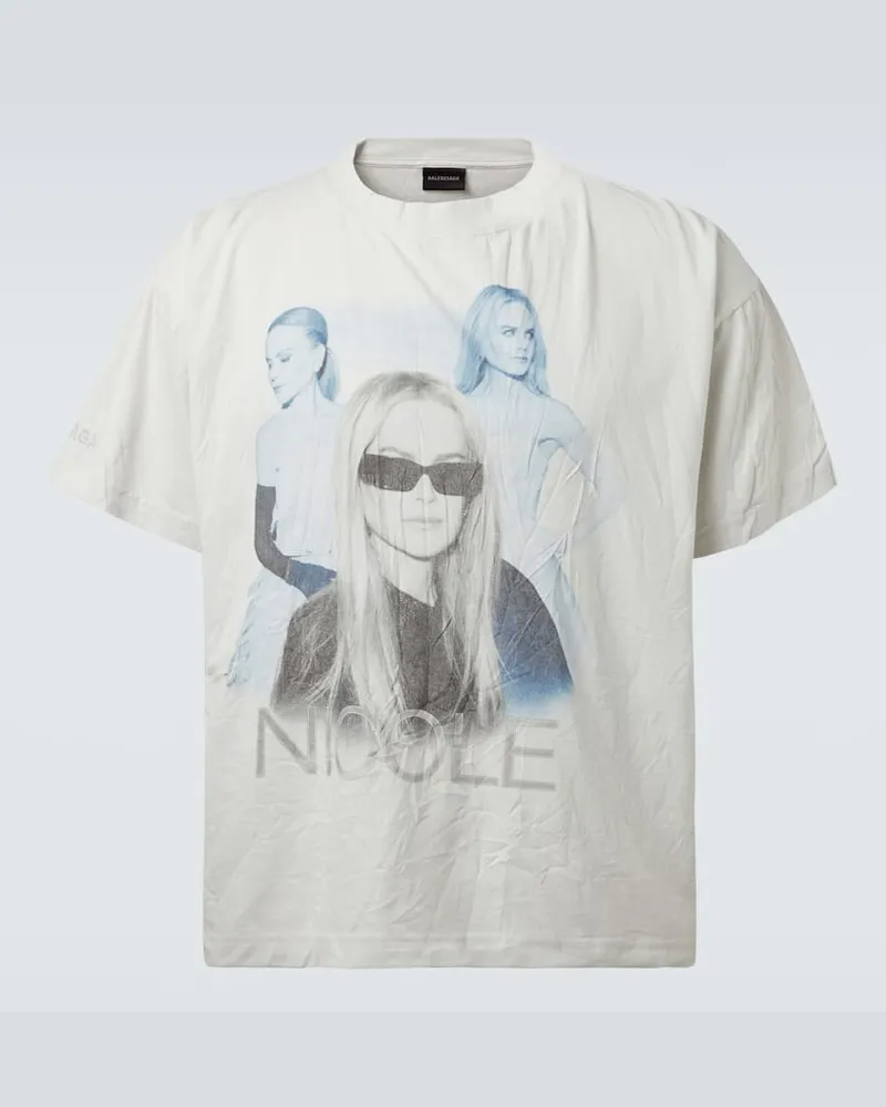 Balenciaga T-Shirt Nicole aus Baumwoll-Jersey Weiß