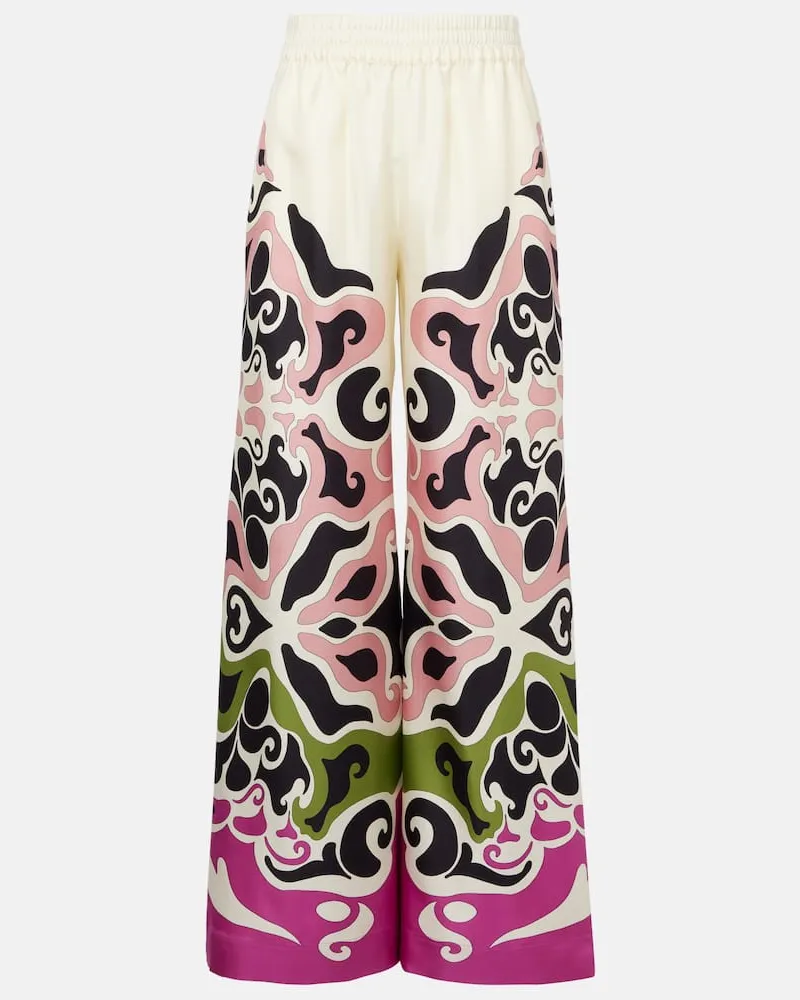 La DoubleJ Bedruckte Palazzo-Hose aus Seiden-Twill Multicolor