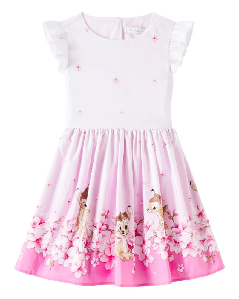 Monnalisa X Disney® Bedrucktes Kleid aus Baumwolle Pink