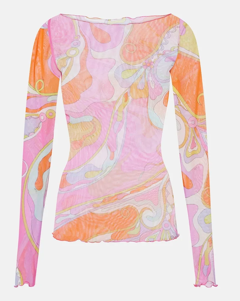 Emilio Pucci Top Orchidee aus transparentem Tüll Multicolor
