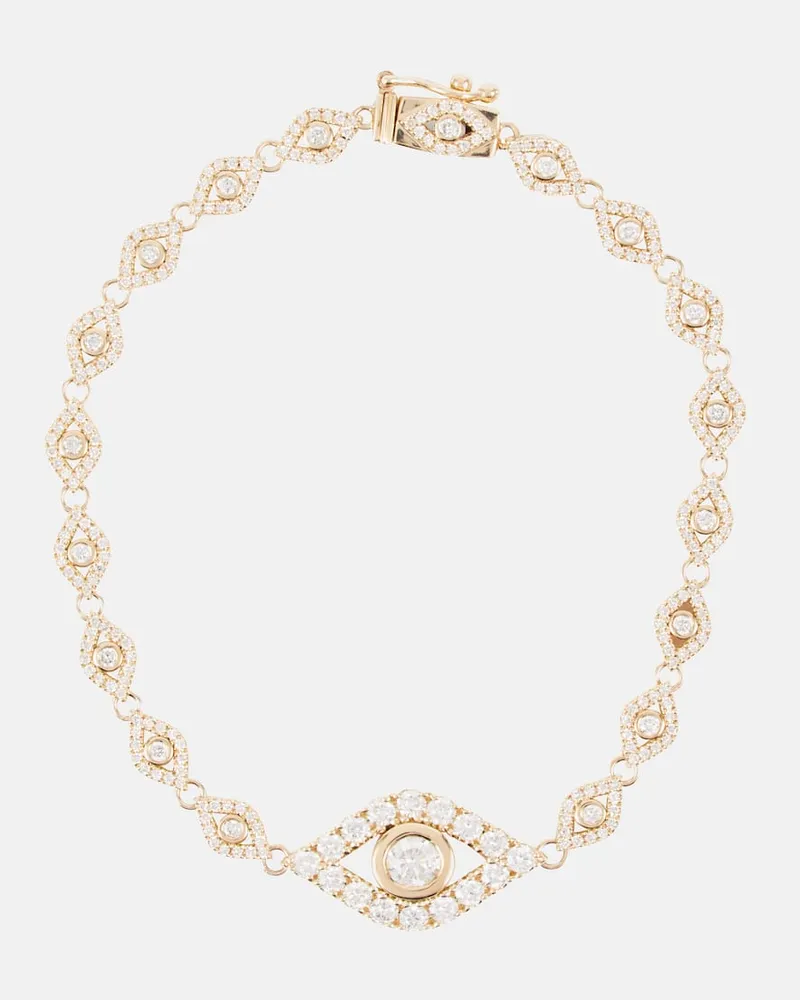 Sydney Evan Armband Evil Eye aus 14kt Gelbgold mit Diamanten Gold
