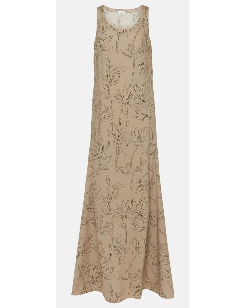 Brunello Cucinelli Maxikleid aus Baumwolle Beige