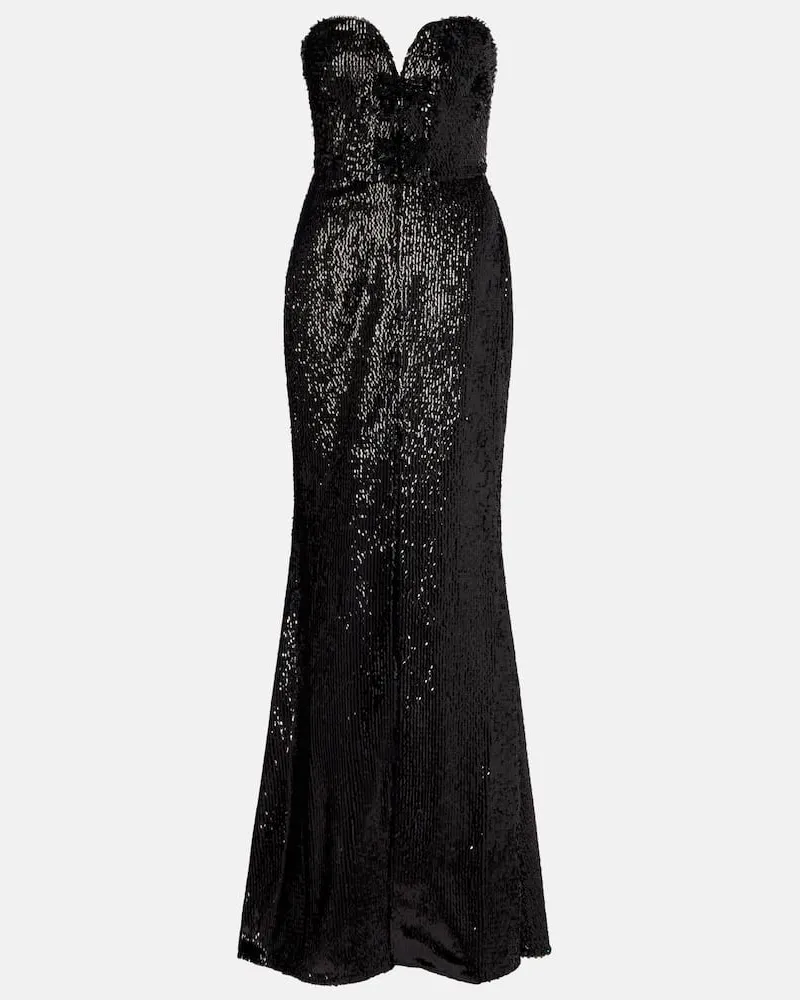 Elie Saab Verzierte Robe aus einem Seidengemisch Schwarz