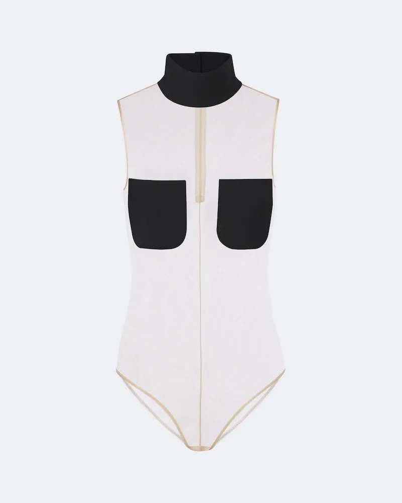 Courrèges Courrèges Body aus Tüll Schwarz