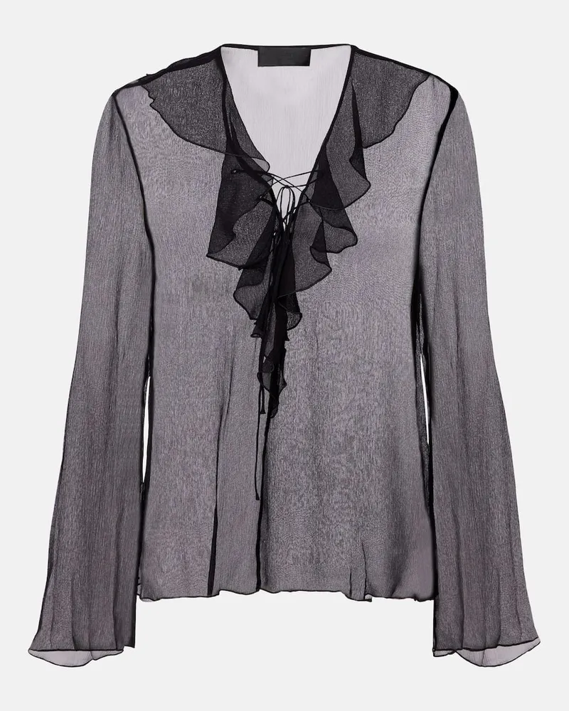 Nili Lotan Bluse Gisella aus Seidenchiffon Schwarz