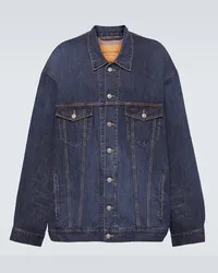 Balenciaga Oversize-Jeansjacke aus Baumwolle und Seide Blau