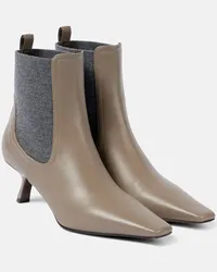 Brunello Cucinelli Verzierte Chelsea Boots aus Leder Grau