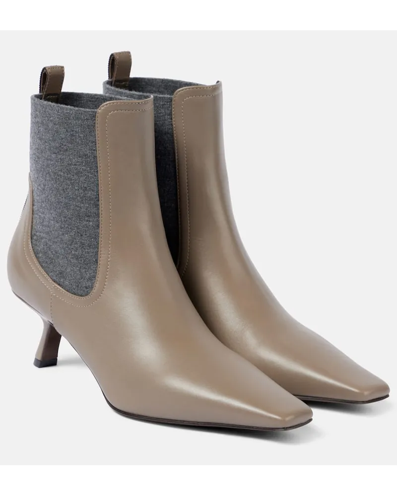 Brunello Cucinelli Verzierte Chelsea Boots aus Leder Grau