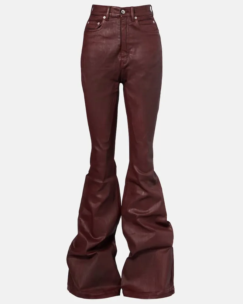Rick Owens High-Rise Bootcut Jeans Bolan Rot