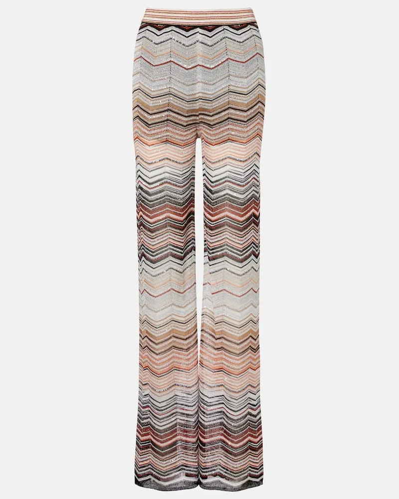 Missoni Weite Hose aus Häkelstrick mit Pailletten Multicolor