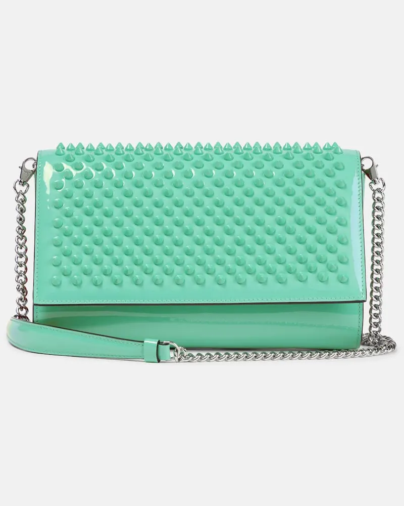 Christian Louboutin Verzierte Clutch Paloma Small aus Lackleder Grün