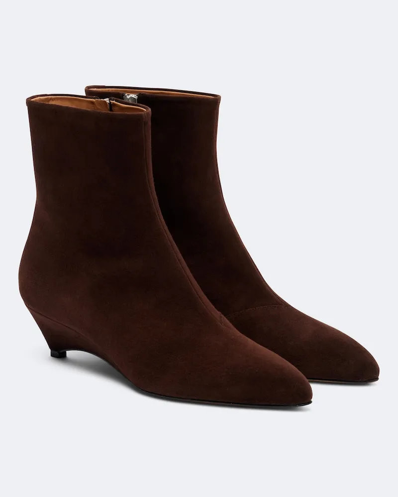 Jil Sander Ankle Boots aus Veloursleder Braun