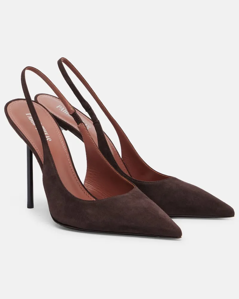 Paris Texas Slingback-Pumps Lidia 105 aus Veloursleder Braun