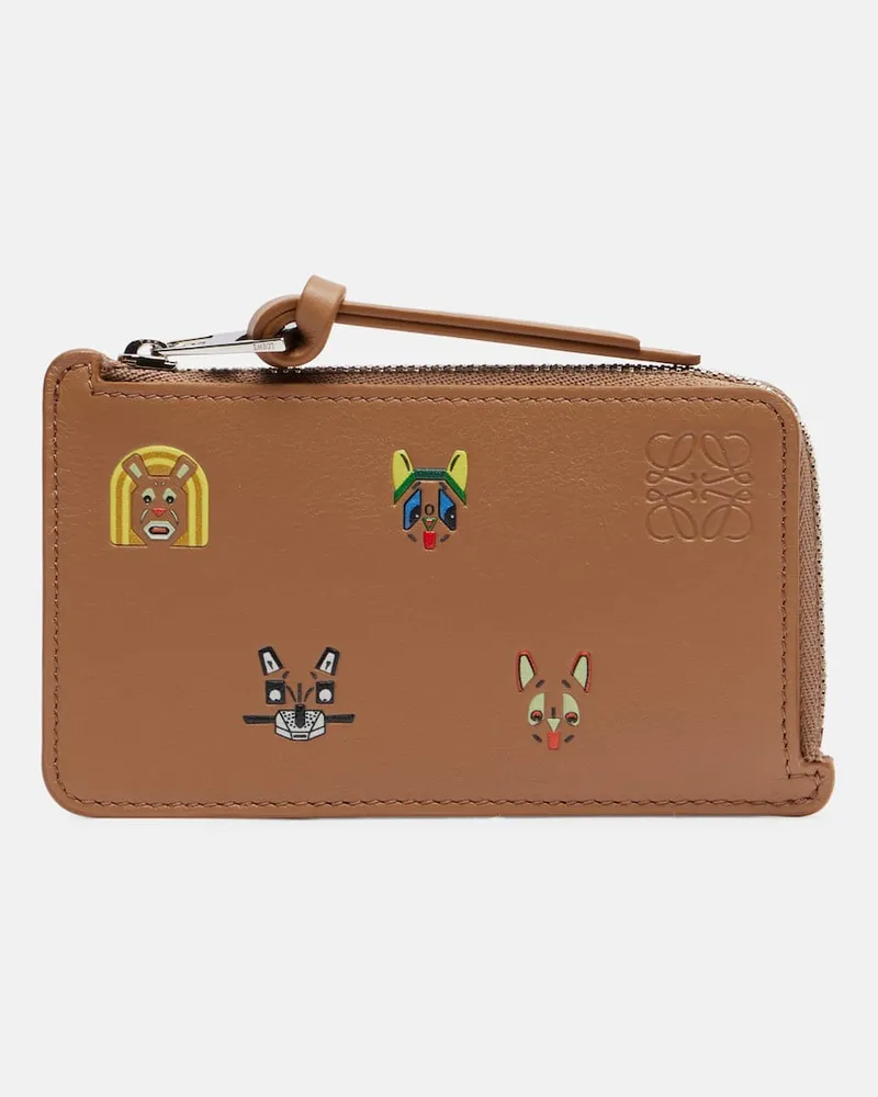 Loewe X Louis Wain Kartenetui Cats aus Leder Braun