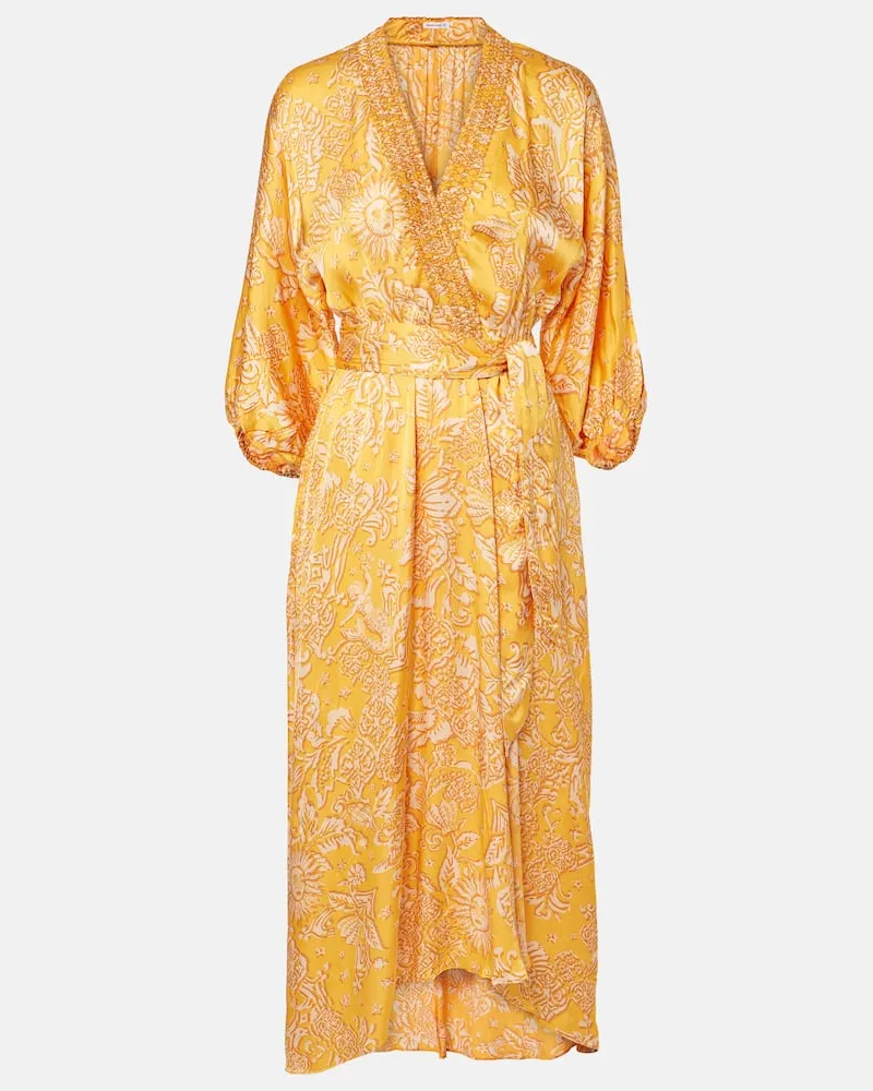 Poupette St Barth Bedrucktes Maxikleid Celie Gelb