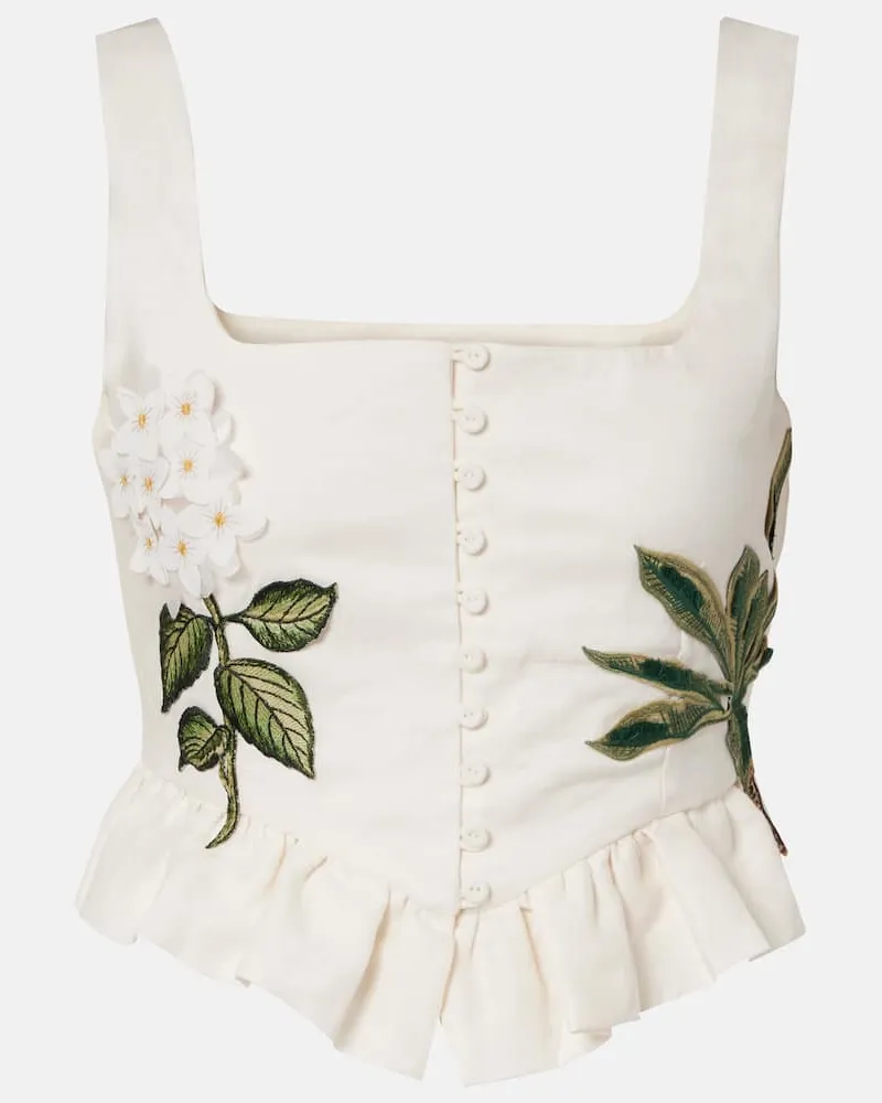 AGUA BENDITA Cropped-Top Eslabón Wild aus Leinen Weiß
