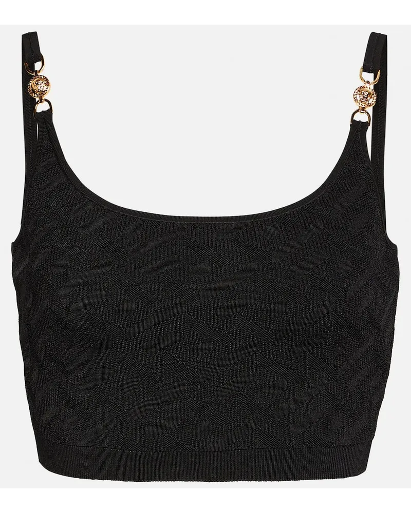 Versace Cropped-Top La Greca Medusa '95 aus Strick Schwarz