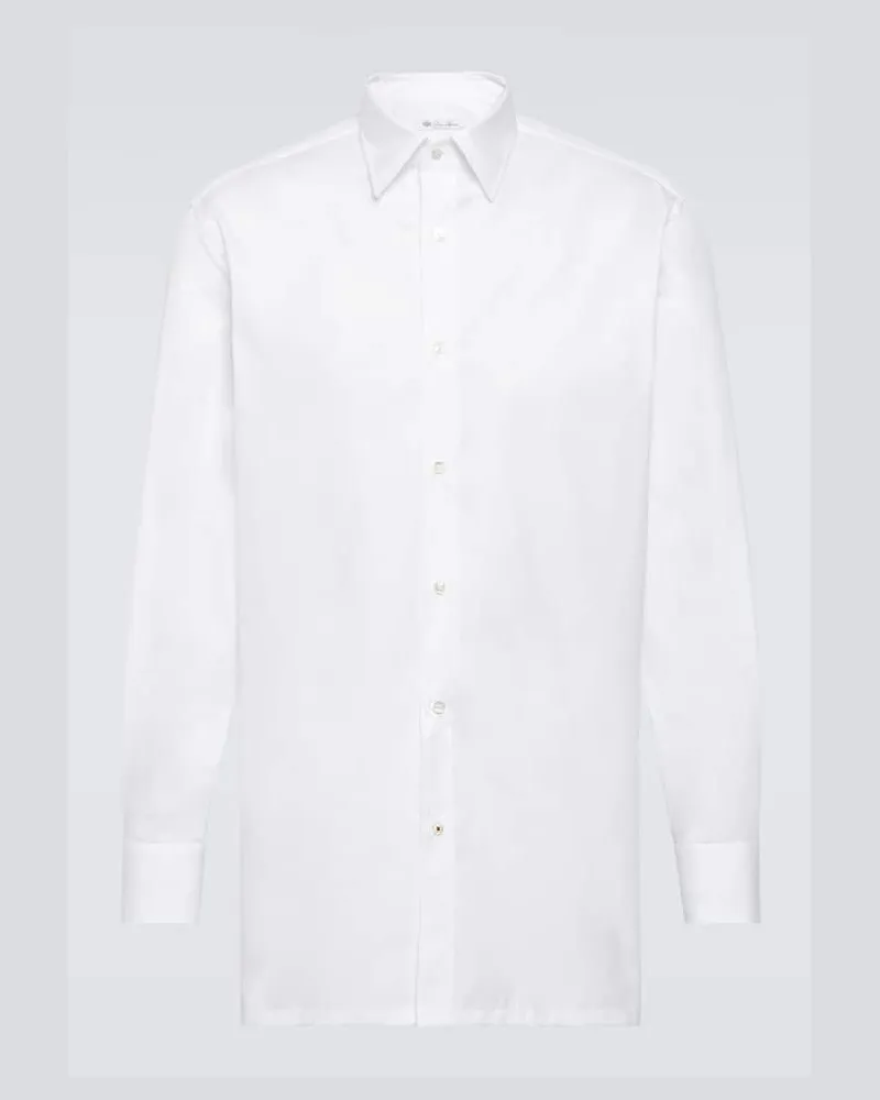 Loro Piana Oxford-Hemd aus Baumwollpopeline Weiß