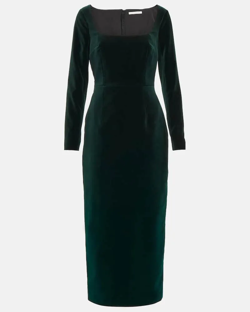 EMILIA WICKSTEAD Midikleid Nyla aus Baumwollsamt Grün