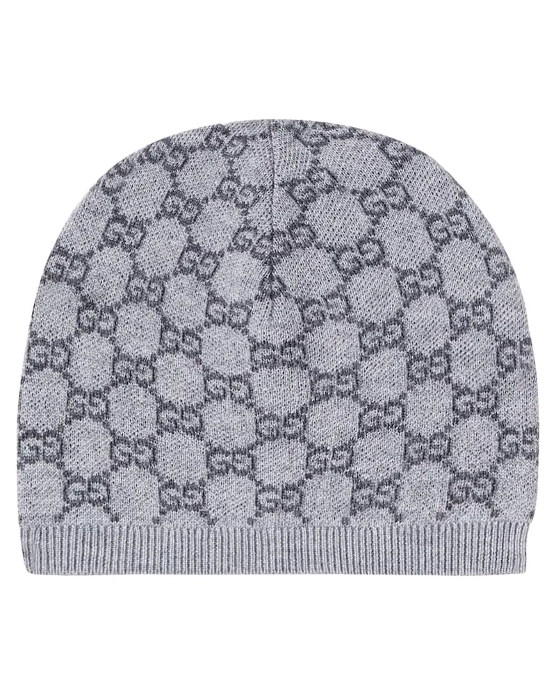 Gucci Baby Mütze GG aus Wolle Grau