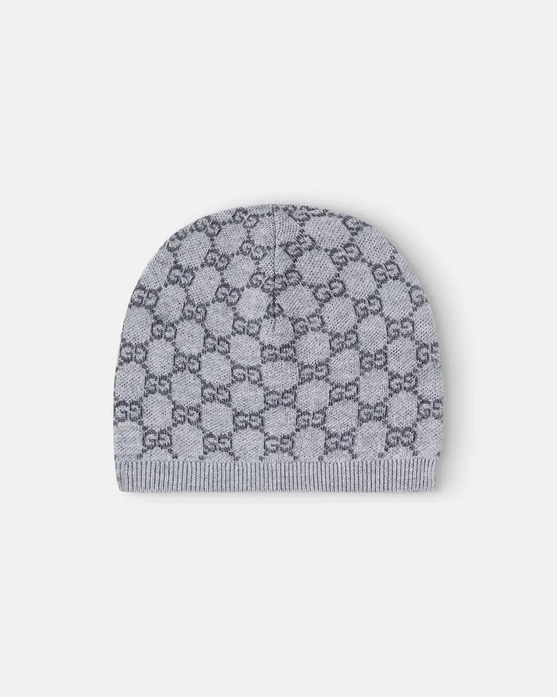 Gucci Baby Mütze GG aus Wolle Grau