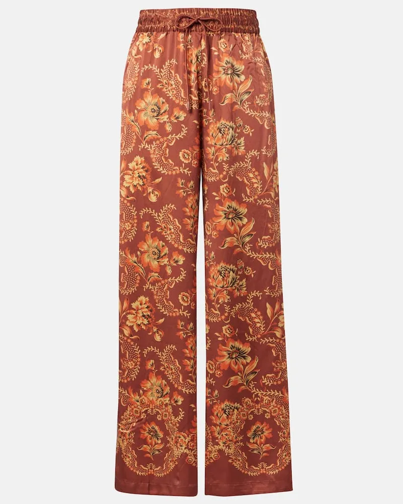 ALEMAIS Alémais Weite Hose Seraphina aus Seide Burgunderrot