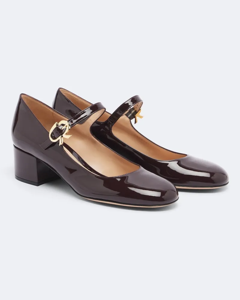 Gianvito Rossi Mary-Jane-Pumps Mary Ribbon aus Lackleder Burgunderrot