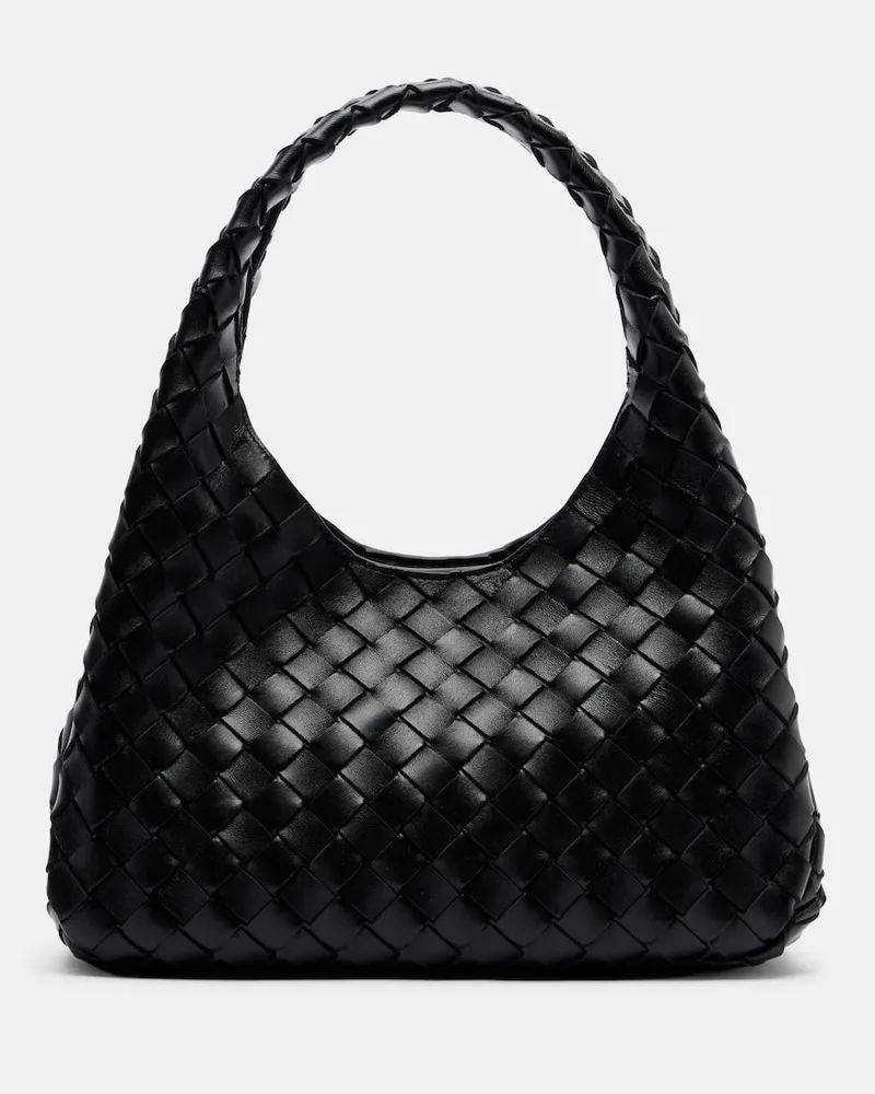 Bottega Veneta Schultertasche Campana Medium aus Leder Schwarz
