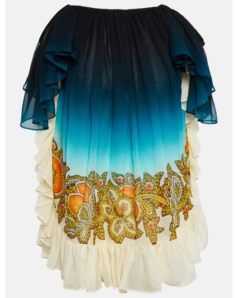 Etro Bedrucktes Minikleid aus Seide Blau