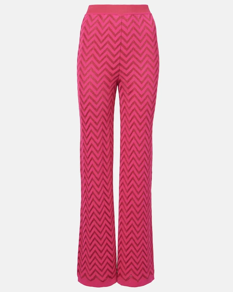 Missoni Weite Hose aus Häkelstrick Rosa