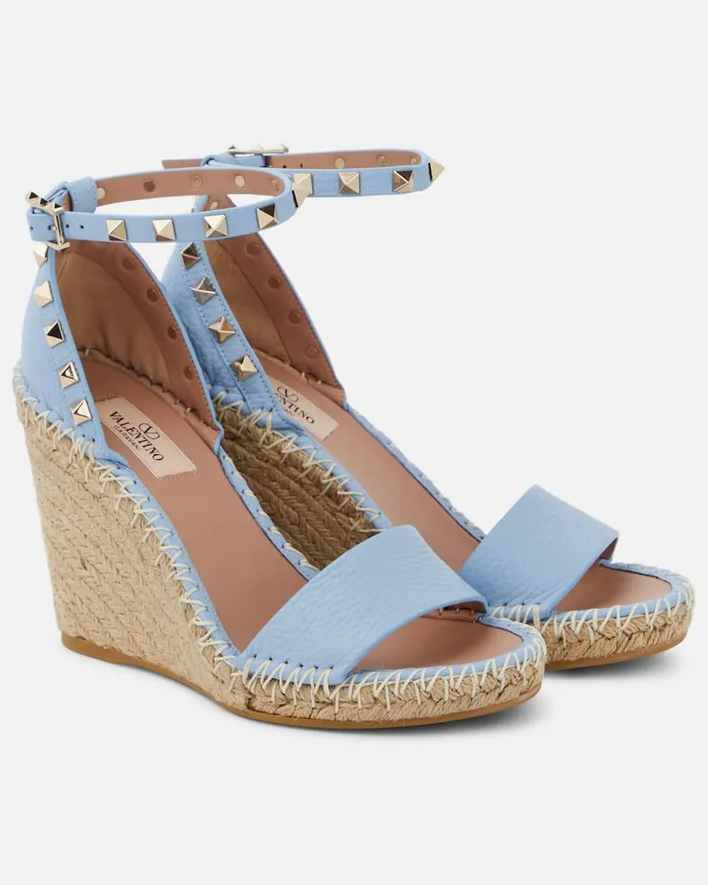 Valentino Garavani Espadrille-Sandalen Rockstud Double aus Leder Blau