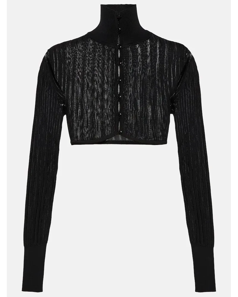 Alaïa Alaïa Cropped-Cardigan aus Rippstrick Schwarz
