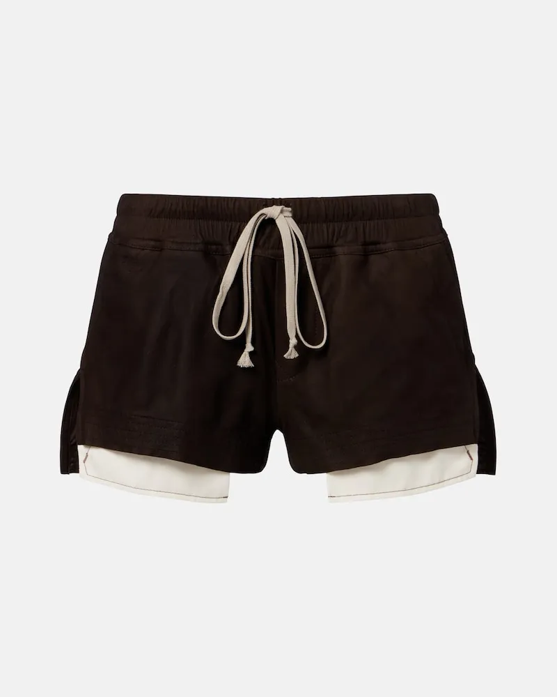 Rick Owens Shorts Fog aus Veloursleder Braun