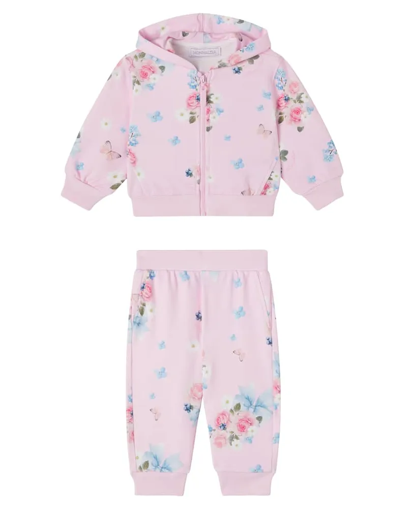 Monnalisa Set aus Kapuzenjacke und Jogginghose Rosa