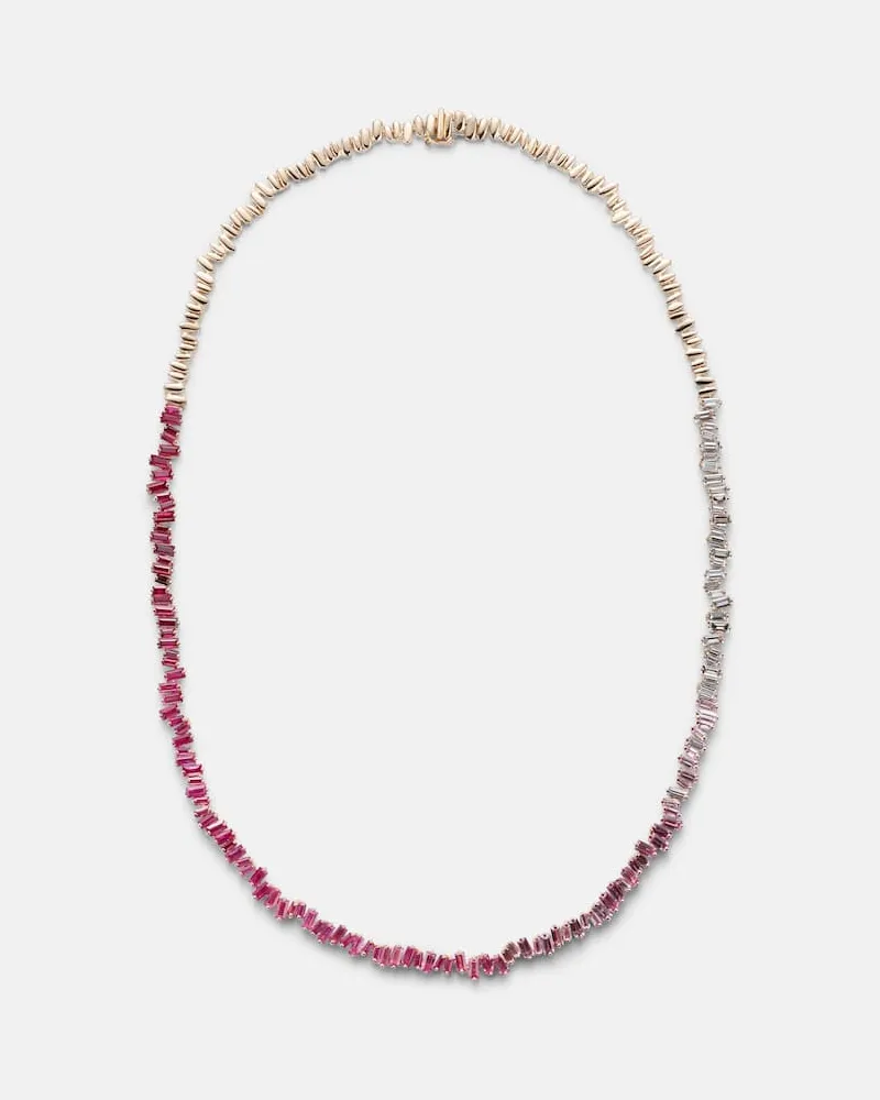 Suzanne Kalan Halskette Bold aus 18kt Roségold mit Diamanten und Saphiren Gold