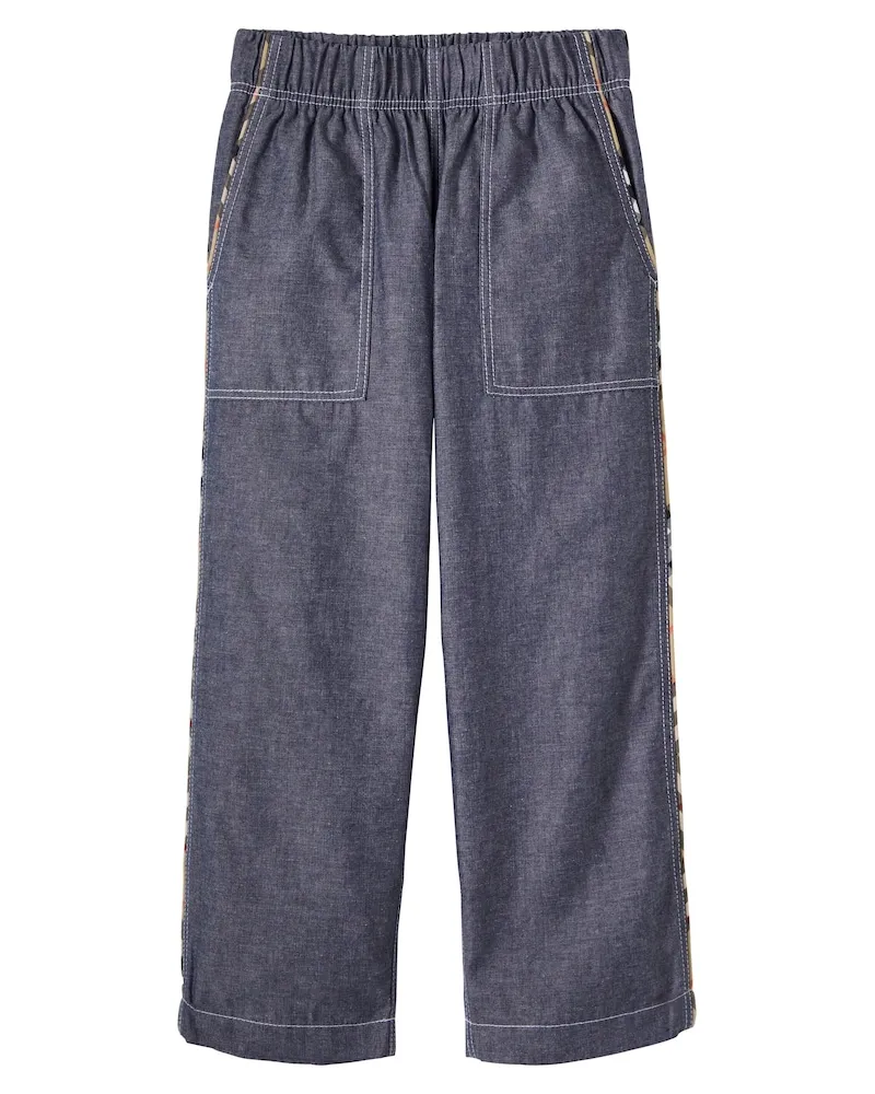 Burberry Weite Hose aus Baumwoll-Chambray Blau