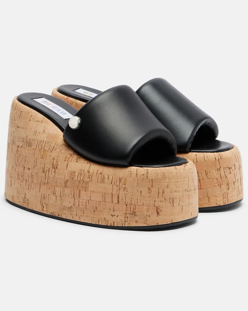 ATTICO Plateau-Pantoletten Mochi aus Leder Schwarz