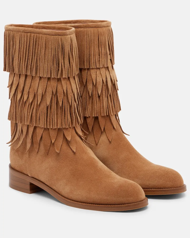 Aquazzura Ankle Boots Maverick aus Veloursleder Beige