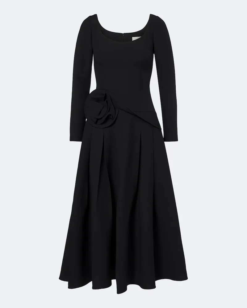 Roland Mouret Midikleid aus Wolle und Seide Schwarz